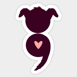 Dog Semicolon Sticker